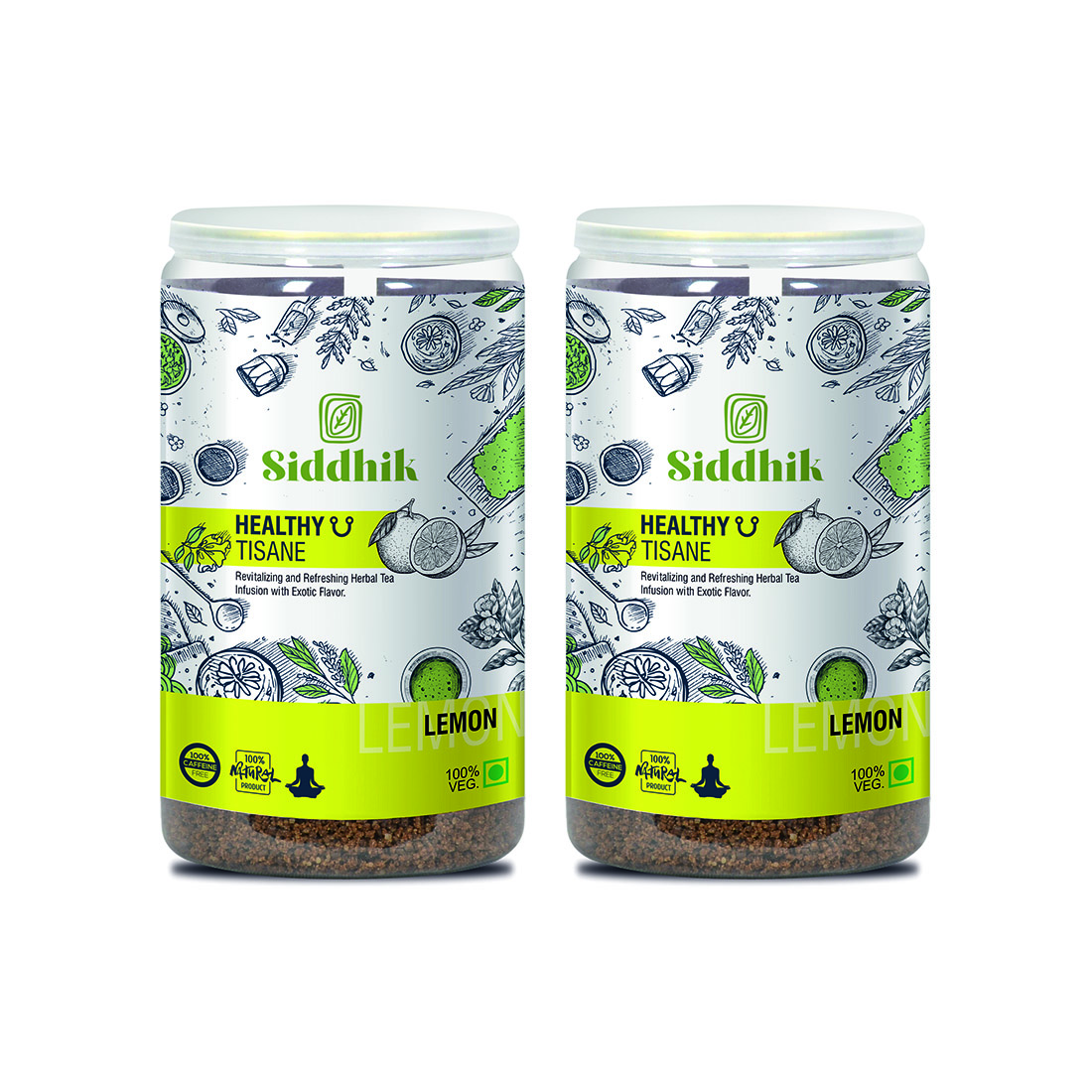 Siddhik Healthy U Tisane Lemon Tea Revitallizing and Refreshing Herbal Tea Infusion with Exotic flavor 250 grams Pack of 2