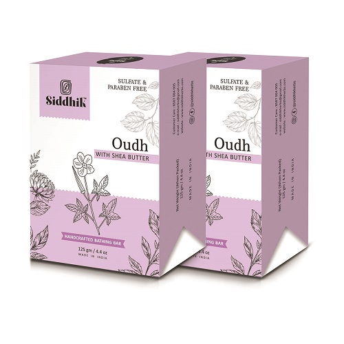Siddhik Oudh With Shea Butter Sulfate Paraben Free Handcrafted Bathing Bar 125 gm Pack of 2