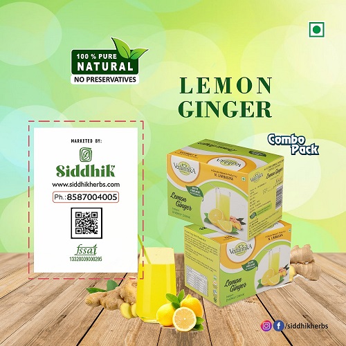 Lemon Ginger Instant Energy Drink Pure Natural 250 gm Pack of 2 Marketed by Siddhik Herbs